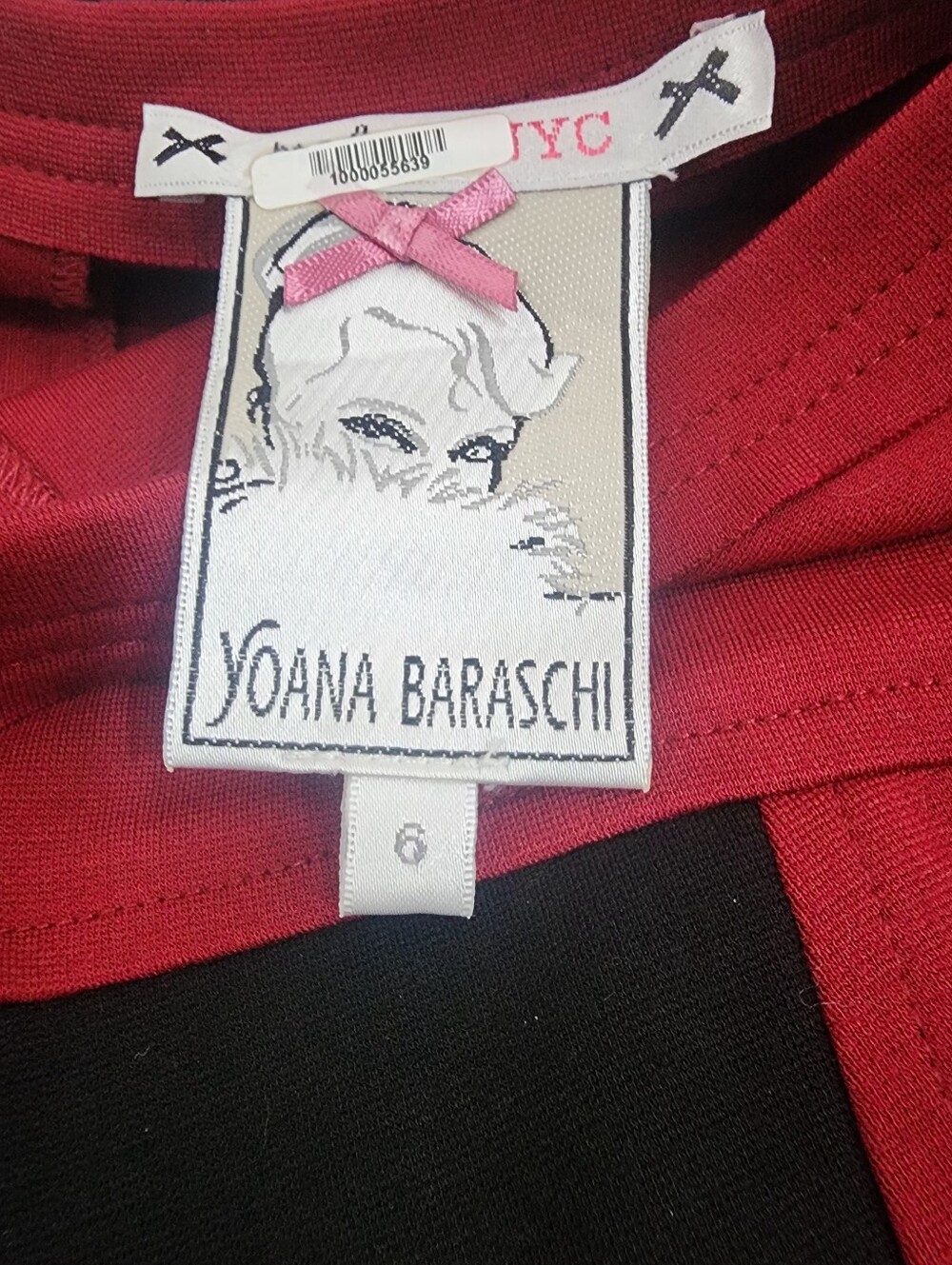 Yoana Baraschi Colorblock Bodycon Dress | Made inNYC |Size 6 Red & Black - Picture 5 of 7